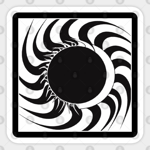 Black Spiral Sun Sticker by Multiplanetary Studios